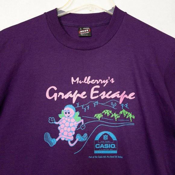 Vintage Mullberry's Grape Escape 1993 T Shirt Purple Single Stitch Men's Large L - Picture 2 of 9
